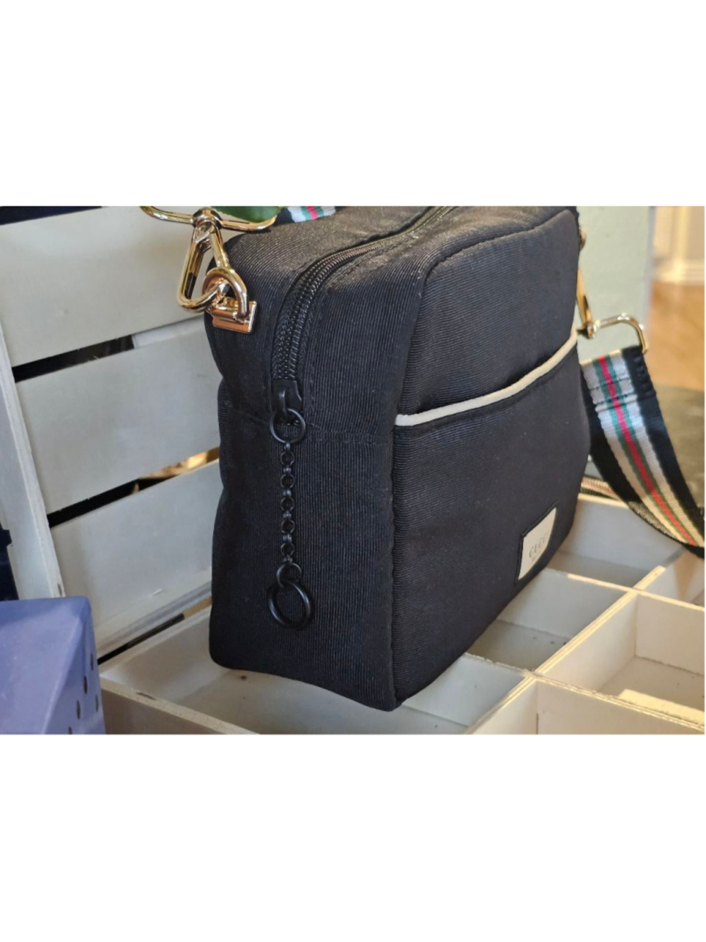 Gucci Nylon Black Zip Clutch w/Sherry Line Crossbody Strap Added NWOT - Picture 7 of 16